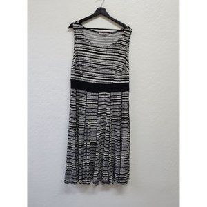 Danny Nicole Fit Flare Dress 1X Black-White-Cream Color